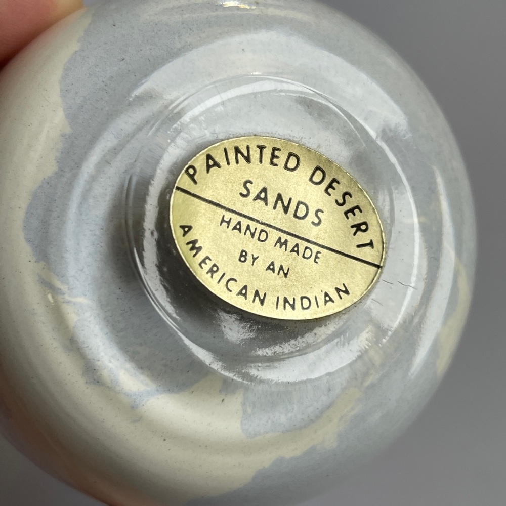 Vintage Painted Desert Sands Art Glass Paperweight Hand Made by‎ American Indian - Picture 7 of 9